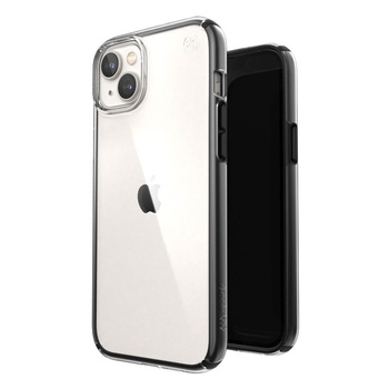 Speck Presidio Perfect-Clear avec Impact Geometry - Coque pour iPhone 14 Plus avec revêtement MICROBAN (transparent / noir)