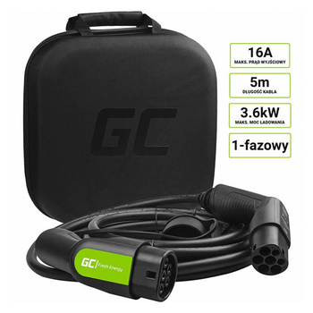 Green Cell - GC EV Type 2 3.6kW 5m charging cable for Golf / Passat GTE, 330e, Panamera E-Hybrid, Prius Plug-In