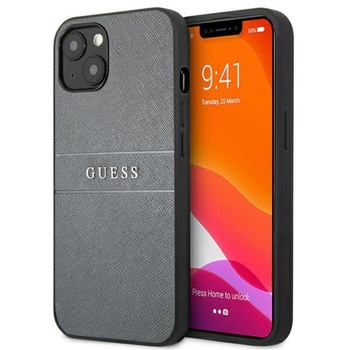 Guess Saffiano Metal Logo Stripes - iPhone 13 Case (grey)