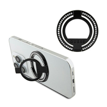 Guess MagSafe Ring Stand Rhinestone - Magnetischer Fingerhalter für Handy mit Standfunktion (Schwarz)