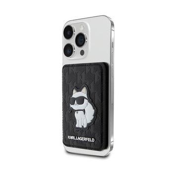 Karl Lagerfeld pénztárca Cardslot Stand MagSafe Saffiano Monogram Choupette - Mágneses pénztárca állvány funkcióval (fekete)