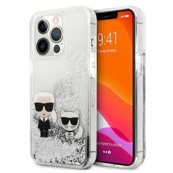 Karl Lagerfeld Liquid Glitter Karl & Choupette - Etui iPhone 13 Pro Max (srebrny)