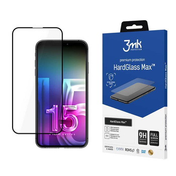 3mk HardGlass Max - Verre trempé pour iPhone 15 Pro (Noir)