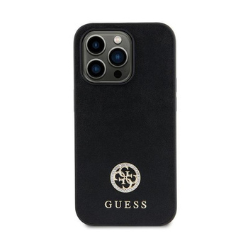 Guess 4G Strass Metal Logo - pouzdro pro iPhone 15 (černé)