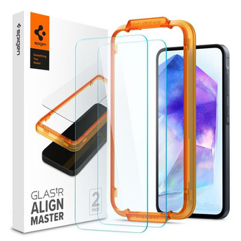 Spigen Alm Glas.TR 2-Pack - Gehärtetes Glas für Samsung Galaxy A55 5G (Transparent)