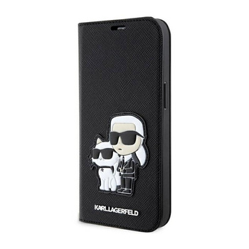 Karl Lagerfeld Booktype NFT Saffiano Karl & Choupette - iPhone 14 Pro Max Tasche (Schwarz)