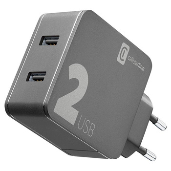 Cellularline Multipower 2 - Power charger 2x USB-A 12W + 12W (black)