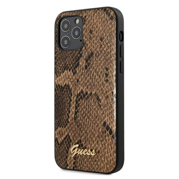 Guess Python Collection - pouzdro pro iPhone 12 / iPhone 12 Pro (hnědé)