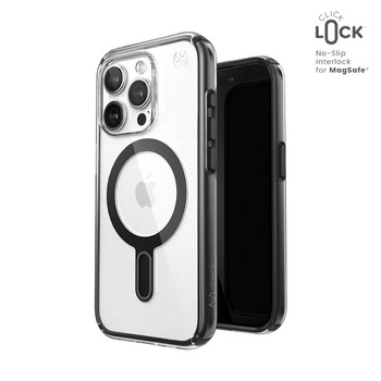 Speck Presidio Perfect-Clear ClickLock & Magsafe - Etui iPhone 15 Pro (Clear / Frosted Black / Slate Grey)