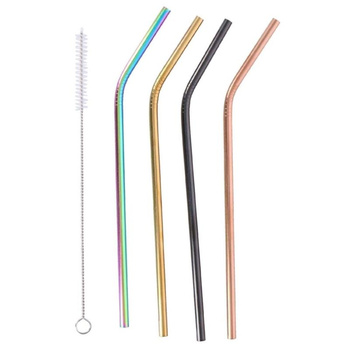 Alpina - Stainless steel drinking straws 4 pcs. + cleaning brush