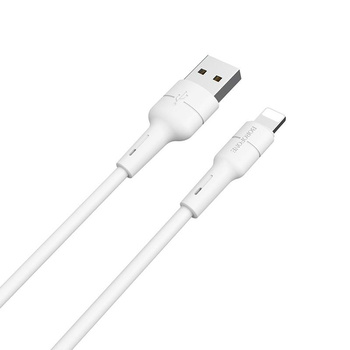 Borofone Silikon - Připojovací kabel USB na Lightning 1 m (bílý)