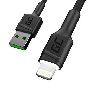 Green Cell Ray - Kabel USB - Lightning 120 cm s bílým LED podsvícením, rychlé nabíjení Apple 2.4A