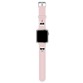 Karl Lagerfeld Silicone Karl & Choupette Heads - Bracelet pour Apple Watch 42/44/45 mm (rose)