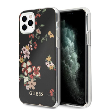 Guess Flower Shiny Collection N4 - iPhone 11 Pro Max Case (Black)