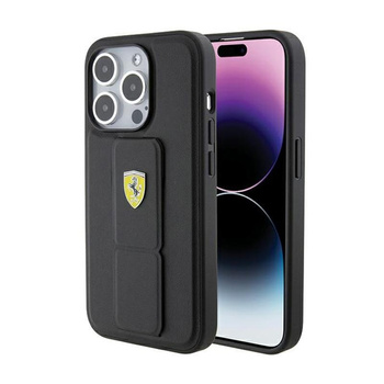 Ferrari Grip Stand Metal Logo - iPhone 15 Pro Max Hülle (schwarz)