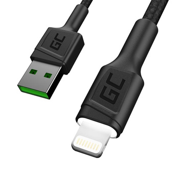 Green Cell Ray - USB cable - Lightning 200cm with white LED backlight, Apple fast charging 2.4A