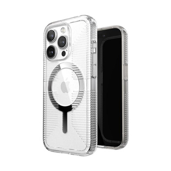 Speck Gemshell Grip + MagSafe - Coque pour iPhone 15 Pro (Transparent / Finition Chrome)