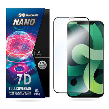 Crong 7D Nano Flexible Glass - Törésálló 9H hibrid üveg az iPhone 12 Pro Max teljes képernyőjén