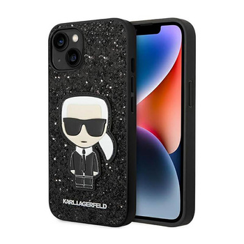 Karl Lagerfeld Glitter Flakes Ikonik - Etui iPhone 14 Plus (czarny)