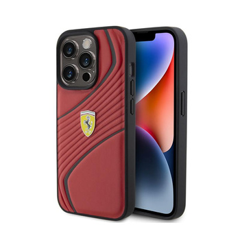 Ferrari Twist Metall Logo - iPhone 15 Pro Tasche (rot)