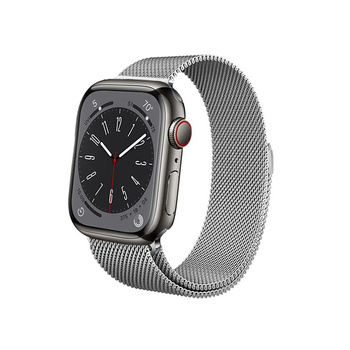 Crong Milano Steel - Rozsdamentes acél szíj Apple Watch 44/45/46/49 mm-es órához (ezüst)