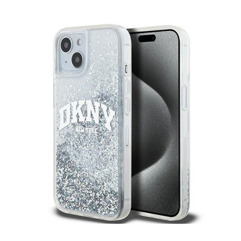 DKNY Liquid Glitter Big Logo - pouzdro pro iPhone 15 / 14 / 13 (bílé)