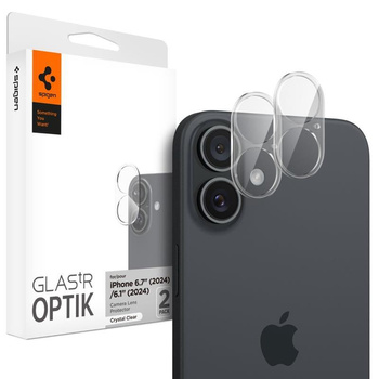 Spigen Optik GLAS.TR Camera Protector 2-Pack - ochranné sklo objektivu pro iPhone 16 / 16 Plus (2 ks) (Transparent)