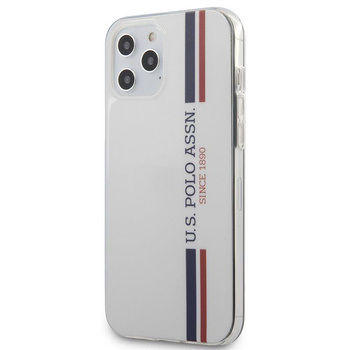 US Polo Assn Shiny Tricolor Stripes - iPhone 12 Pro Max Case (white)