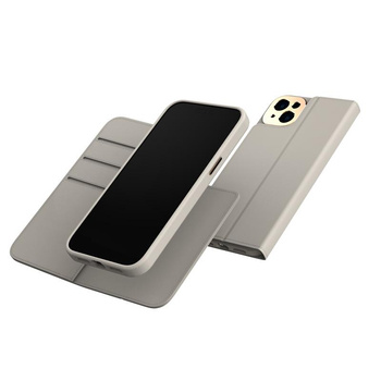 Moshi Overture MagSafe - kožené flipové pouzdro 3 v 1 pro iPhone 14 Plus (Serene Gray)