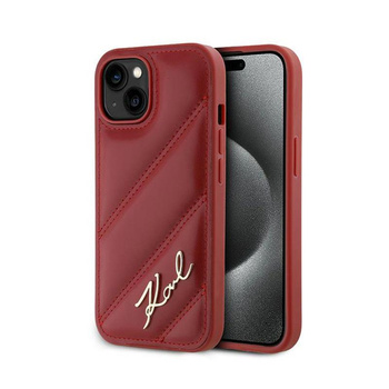 Karl Lagerfeld Diagonal Gesteppte Schrift - iPhone 15 / 14 / 13 Tasche (rot)