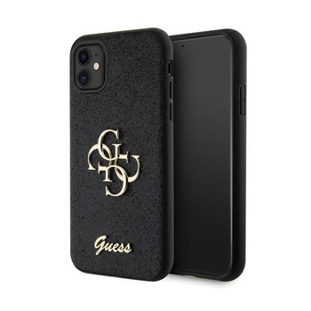 Guess Glitter Script Big 4G - pouzdro pro iPhone 11 (černé)