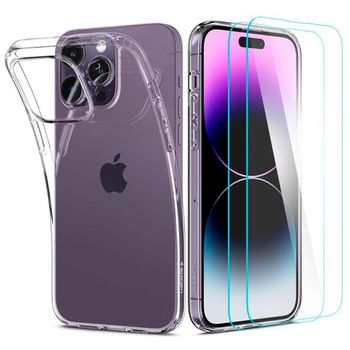 Spigen Crystal Pack - Case set + 2 x glass for iPhone 14 Pro (Transparent)