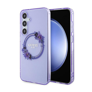 Guess IML Flowers Wreath MagSafe - Samsung Galaxy S24+ Case (purple)