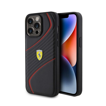 Kovové logo Ferrari Twist - pouzdro pro iPhone 15 Pro Max (černé)