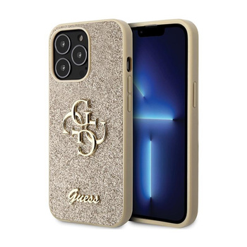 Guess Glitter Script Big 4G - iPhone 13 Pro Max Case (Gold)