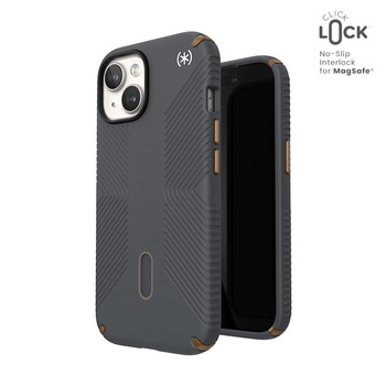 Speck Presidio2 Grip ClickLock & MagSafe - iPhone 15 / iPhone 14 / iPhone 13 Case (Charcoal Grey/Cool Bronze)