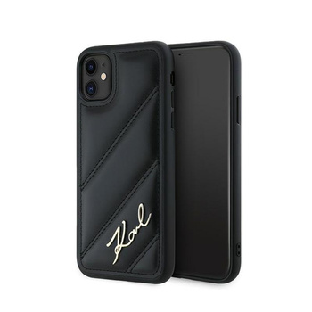 Karl Lagerfeld Diagonale gesteppte Schrift - iPhone 11 Tasche (schwarz)