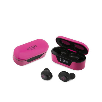 Guess True Wireless Earphones BT5.0 5H - Słuchawki TWS + etui ładujące (magenta)