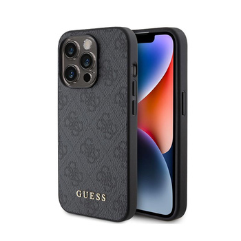 Guess 4G Metall Gold Logo - iPhone 15 Pro Tasche (grau)