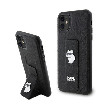 Karl Lagerfeld Gripstand Saffiano Choupette tűk - iPhone 11 tok (fekete)