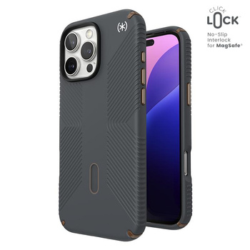 Speck Presidio2 Grip ClickLock & MagSafe - pouzdro pro iPhone 16 Pro Max (Charcoal Grey / Cool Bronze / White)