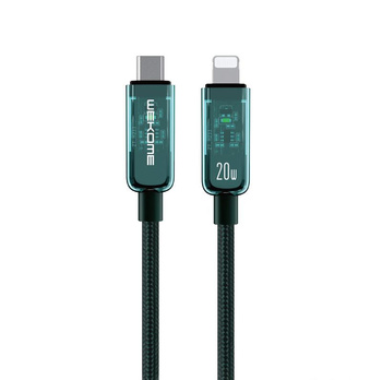 WEKOME WDC-181 Vanguard Series - USB-C na Lightning Super Fast Charging PD 20W připojovací kabel 1,2 m (zelený)