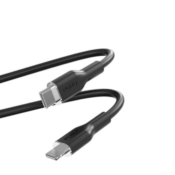 Měkký kabel PURO ICON - USB-C na Lightning MFi 1,5 m (černý)