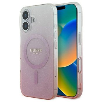 Guess IML Glitter Gradient MagSafe - Coque pour iPhone 16 Plus (rose)