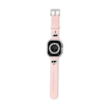 Karl Lagerfeld 3D Rubber Karl & Choupette Heads NFT - Bracelet pour Apple Watch 42/44/45/49 mm (rose)