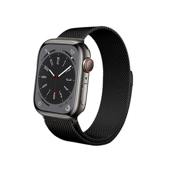 Crong Milano Steel - Rozsdamentes acél szíj Apple Watch 44/45/46/49 mm-es órához (fekete)