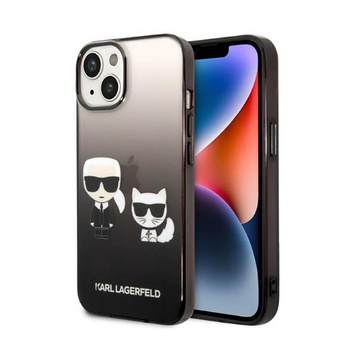 Karl Lagerfeld Gradient Ikonik Karl & Choupette - Coque pour iPhone 14 Plus (noir)