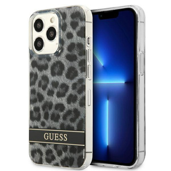 Guess Leopard Electro Stripe - Coque iPhone 13 Pro (Gris)