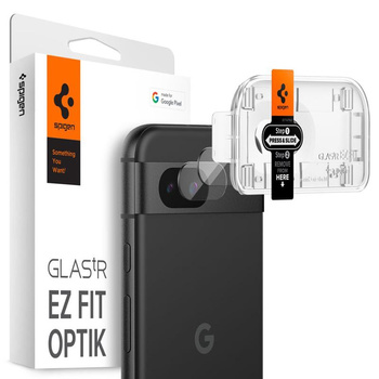 Spigen Optik.TR EZ Fit Kamera-Objektivschutz 2er-Pack - Objektivschutzglas für Google Pixel 8A (2 Stück) (Schwarz)