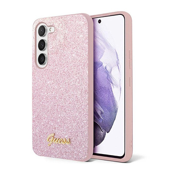 Guess Glitter Flakes Metal Logo Case - Samsung Galaxy S23+ Case (pink)